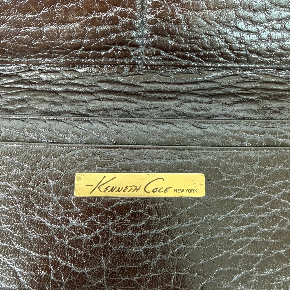 Kenneth Cole‎ New York Brown Pebbled Leather Studded Continental Wallet Clutch - Picture 4 of 5